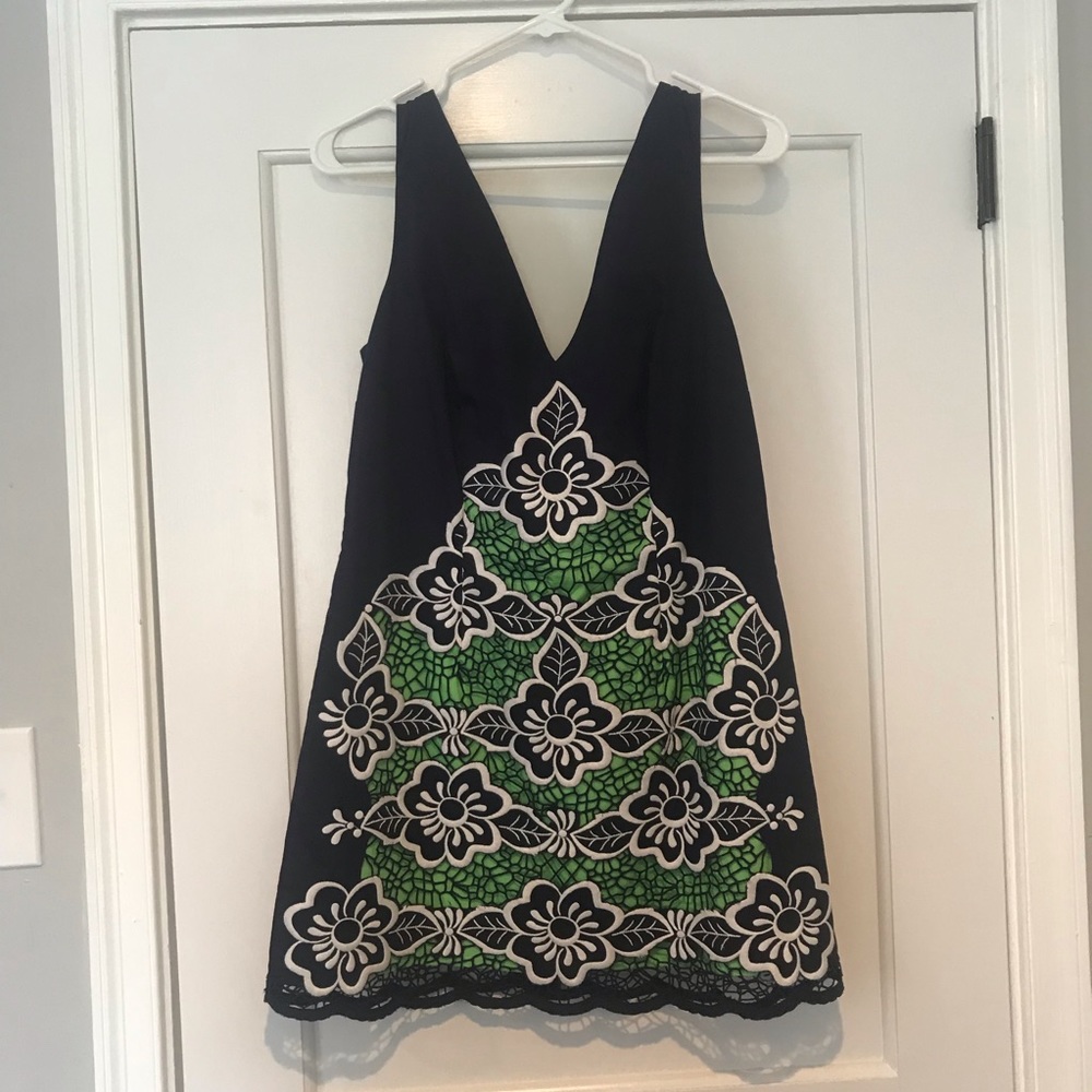 Navy and Green Floral Lilly dress
